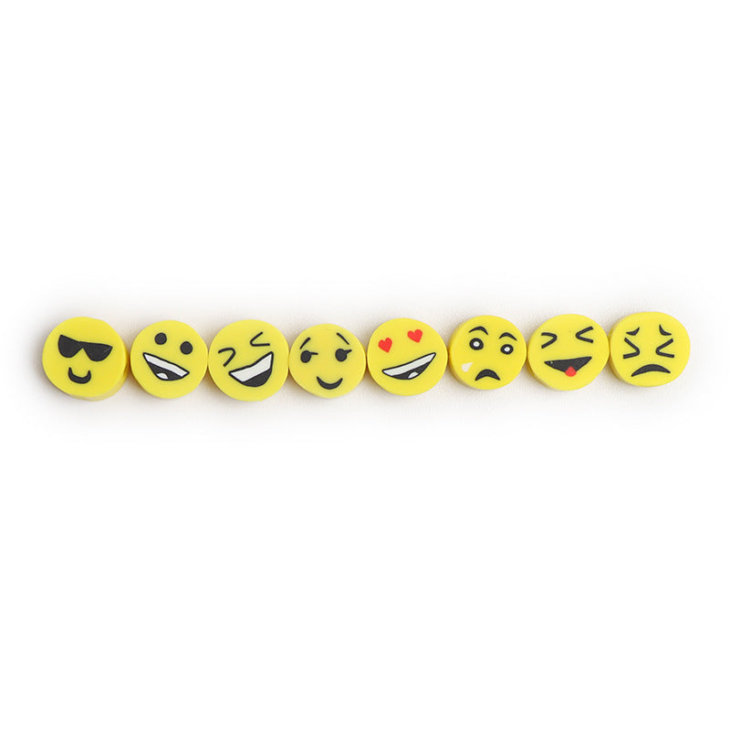 Flat Clay Beads 9mm Yellow Funny Emoji Polymer 100pcs 4