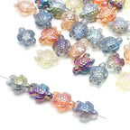 Electroplated Turtle Glass Beads 14X18mm Transparent Rainbow 20pcs 3