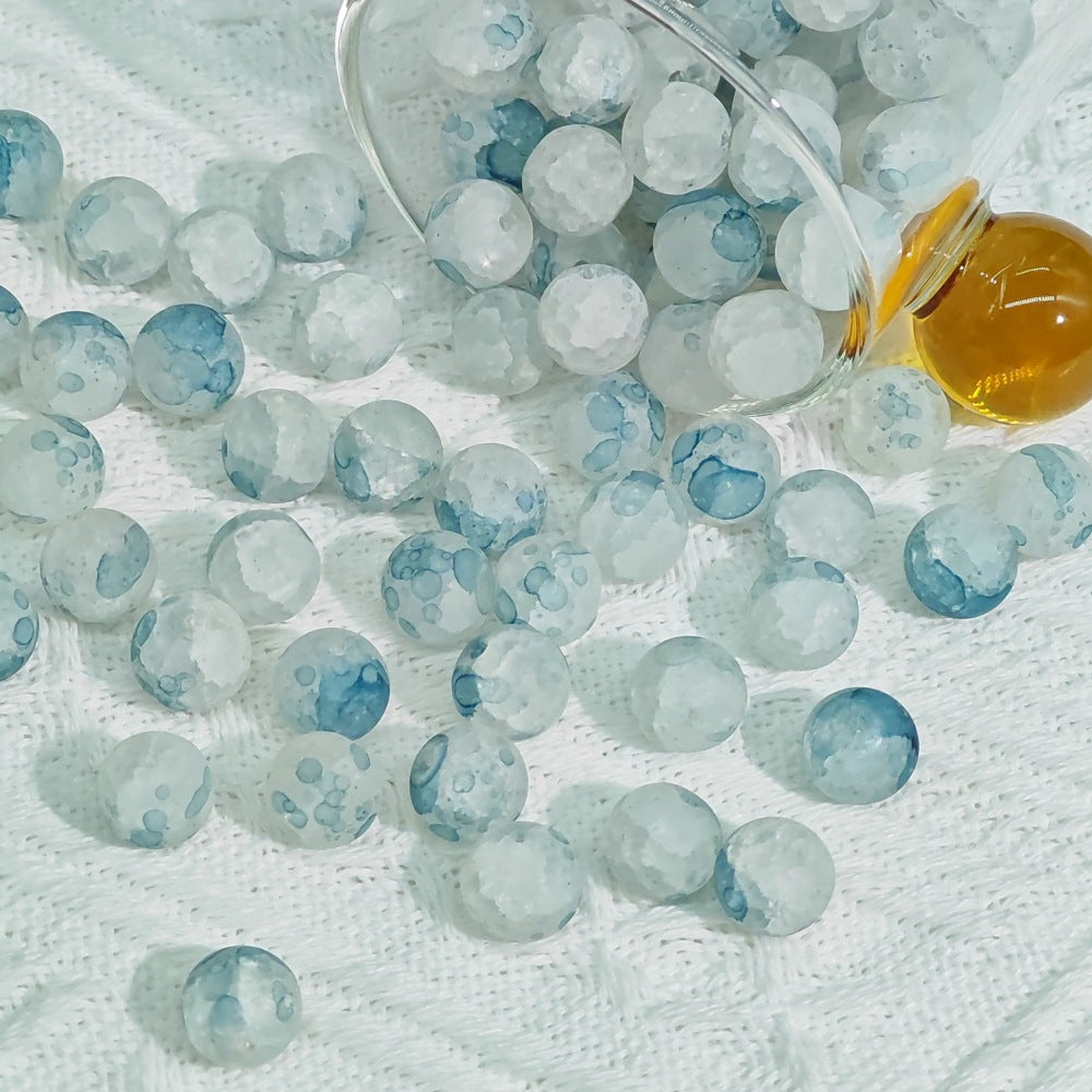 Frosted Round Glass Beads 6mm Colorful Speckled Matte Finish 50pcs 27