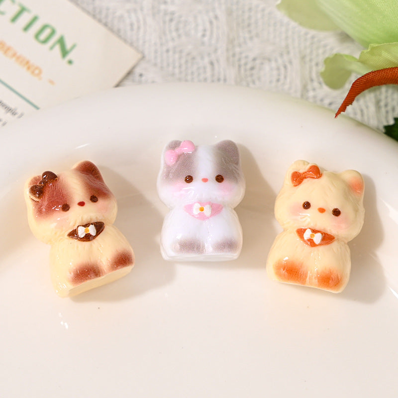 Glossy 3D Kitten Resin Beads 24-27mm Adorable Pastel 10pcs 4