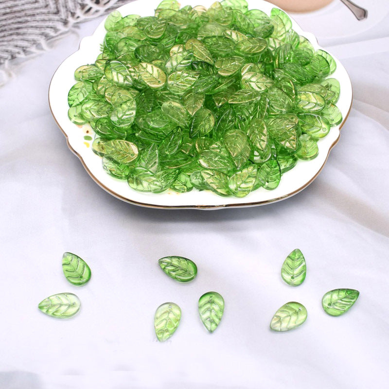Vintage Czech Glass Leaf Glass Beads 11x18mm 100pcs 6