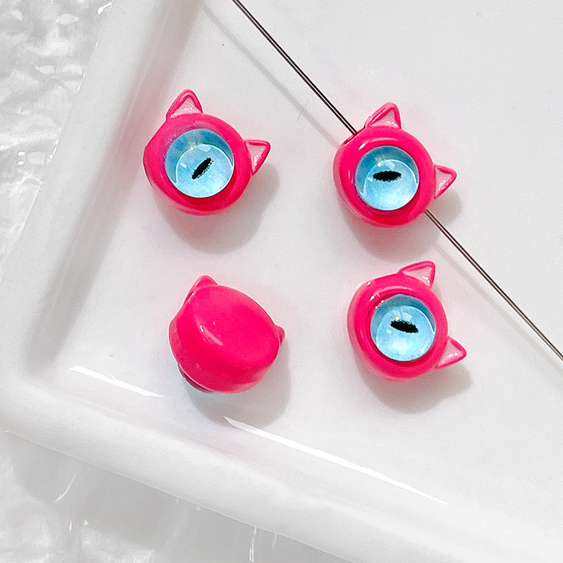 Cat Eye and One-Eyed Beast Metal Beads 10mm Baking Painted 10pcs 12