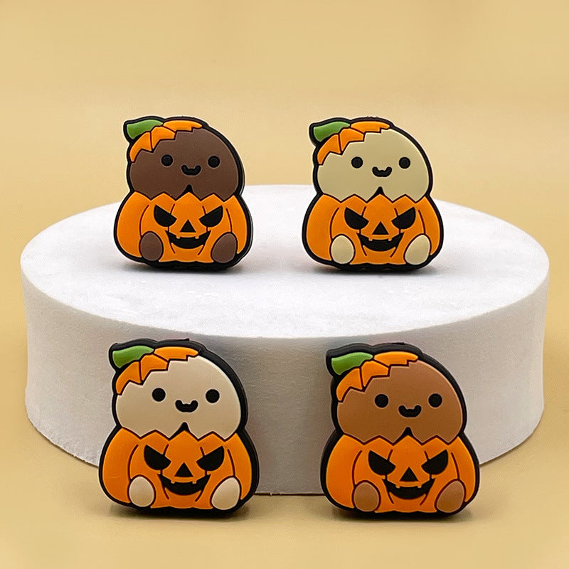 Silicone Focal Beads Chicken Pumpkin Halloween Smiling Face 20pcs 5