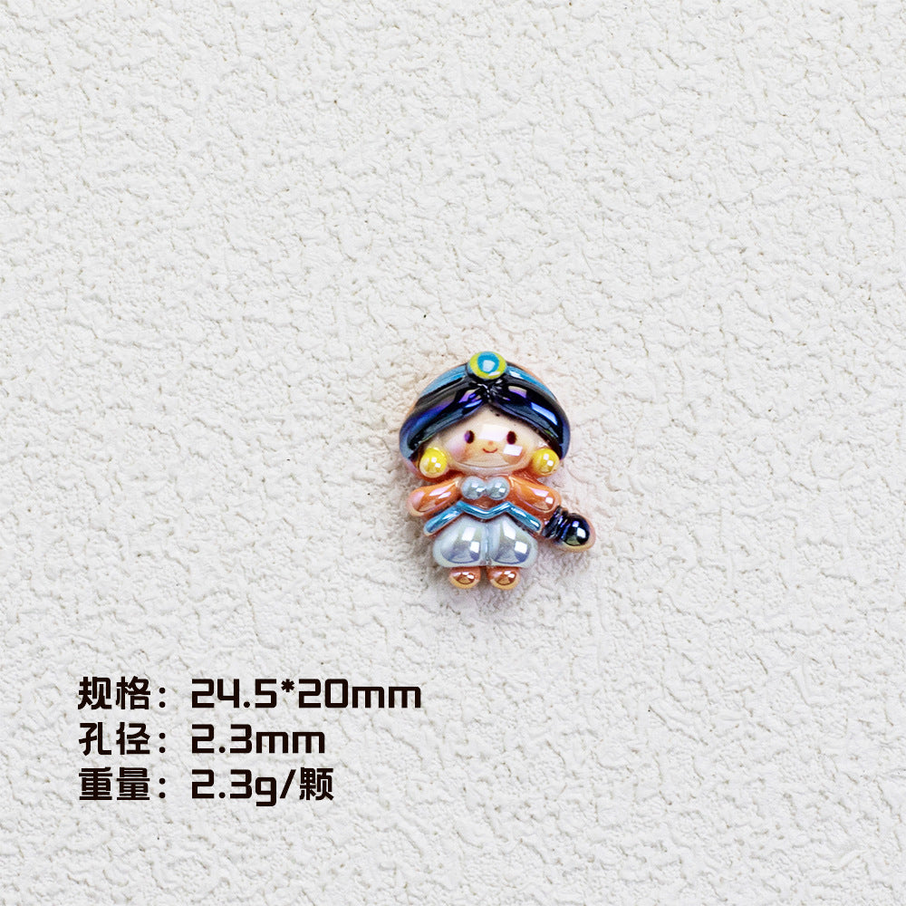 Disney Princess Series Vertical Hole Resin Beads Chibi Style 20pcs 7