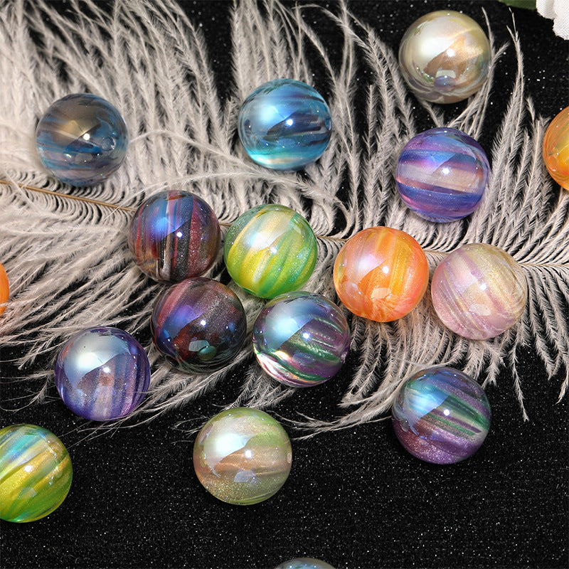 Plating Swirl Acrylic Beads 16mm Milky Way Color Glossy 50pcs 4