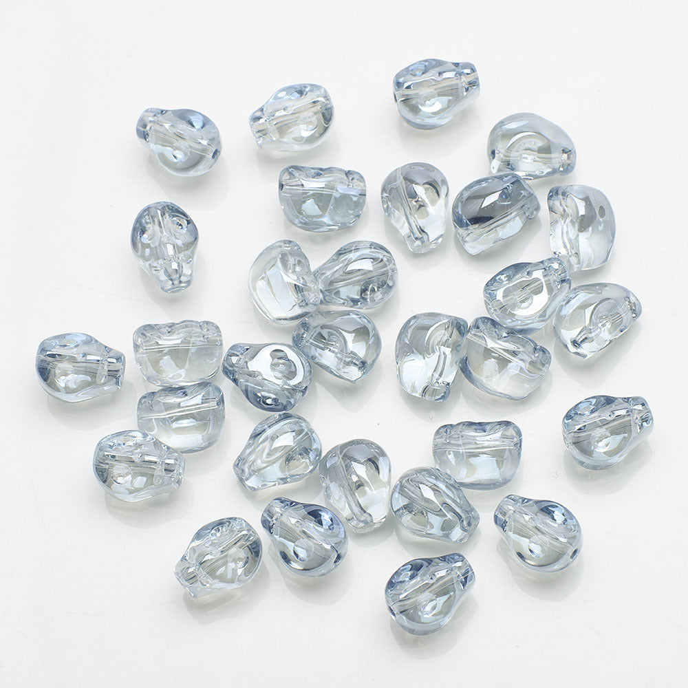 Electroplated Skull Head Glass Beads 8mm x 10mm Iridescent 30pcs 16