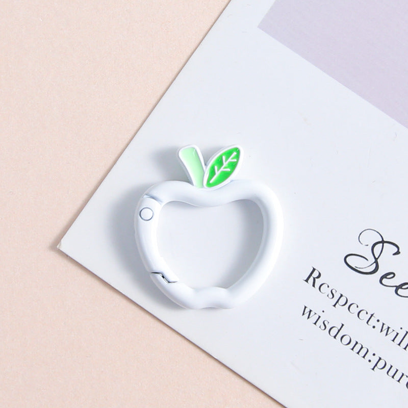 Zinc Alloy Apple Shape Trigger Spring Key Rings 3cm 6pcs 14