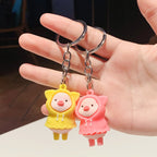 Cartoon Silicone Pig Keychain Cute Animal Charm in Bright Colors 2