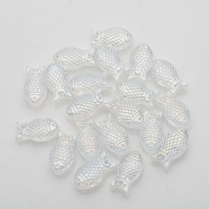 Electroplated Transparent Fish Glass Beads 8x15mm 30pcs 20