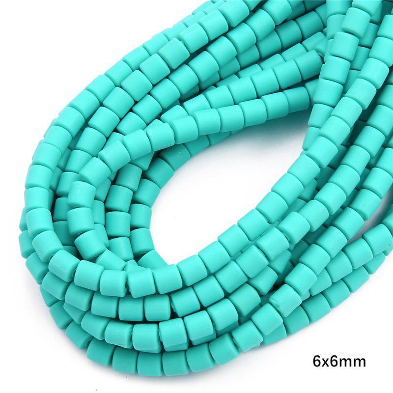 Cylindrical Clay Beads 6mm Colorful Polymer 62pcs 24