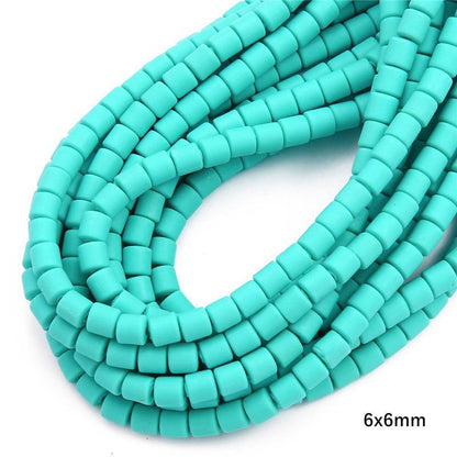 Cylindrical Clay Beads 6mm Colorful Polymer 62pcs 24