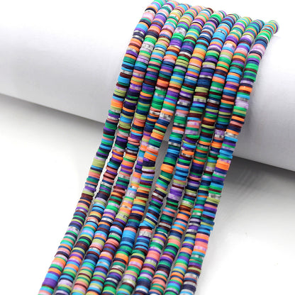 Flat Disc Clay Beads 6mm Colorful Matte Polymer 10strands 43