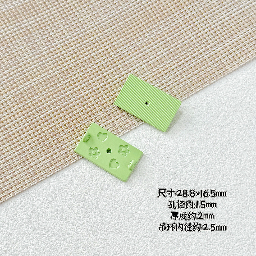 Painted Rainbow and Swing Plate Metal Beads 43mm 28mm Baking Finish 10pcs 12