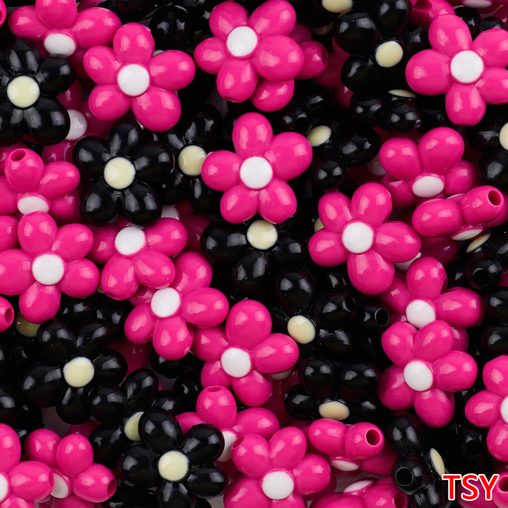 Glow In The Dark Five-Petal Flower Acrylic Beads 21mm Bicolor 10pcs 24