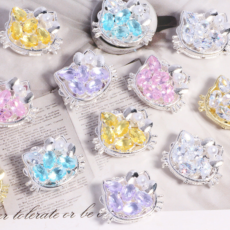 Ball Rhinestone Beads 20mm Pave Hello KT Alloy 2pcs 3