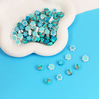 Snowflake and Snowman Clay Beads 10mm Winter Holiday Mix 100pcs 2