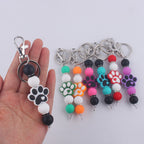 Cartoon Dog Claw Silicone Beaded Keychain with Paw Print Charm 3