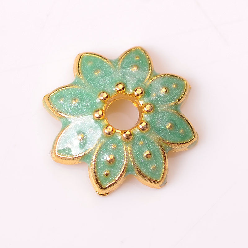 Alloy Flower Bead Caps 10mm Colorful Enamel Tibetan 100pcs 14