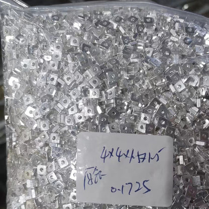 Brass Square Spacer Beads Geometric Silver Tone 100pcs 13