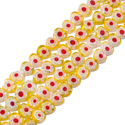 Millefiori Flower Glass Beads 8mm Colored Heart Shape 20pcs 15
