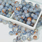 Frosted Round Glass Beads 8mm Marbled Soft Matte Gold Veining 50pcs 10