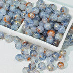 Frosted Round Glass Beads 8mm Marbled Soft Matte Gold Veining 50pcs 10
