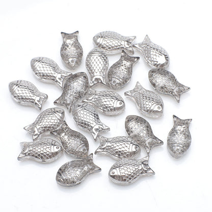 Electroplated Transparent Fish Glass Beads 8x15mm 30pcs 18