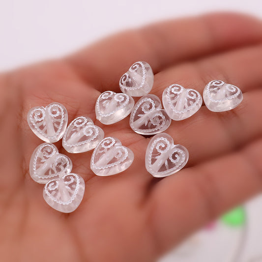 Vintage Heart Acrylic Beads 11mm Translucent Swirl Mixed Colors 100pcs 2
