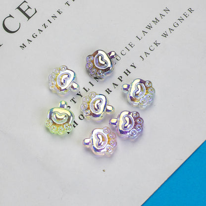 Transparent Plating Bear Paw Acrylic Beads 16mm Iridescent 20pcs 4