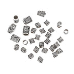 Tube Metal Beads Viking Note Patterned Silver Tone 100pcs 5