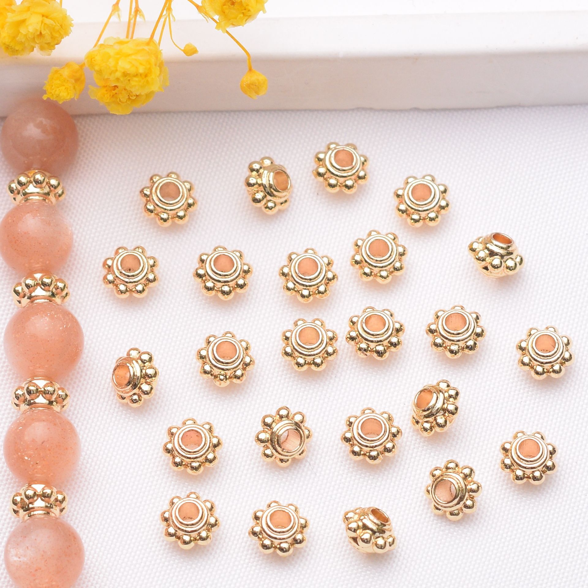 Alloy Sun Shaped Spacer Beads 4mm 5mm Tibetan Style 100pcs