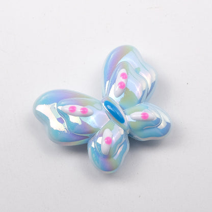 Colorful Plating Butterfly Acrylic Beads 29mm Mixed Smooth Faceted 10pcs 12