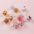 Vintage Hollow Speckled Blown Glass Beads Hand Painted 4pcs 3