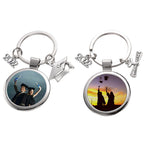 Metal Graduation Sublimation Keychain Round Photo Frame Silver