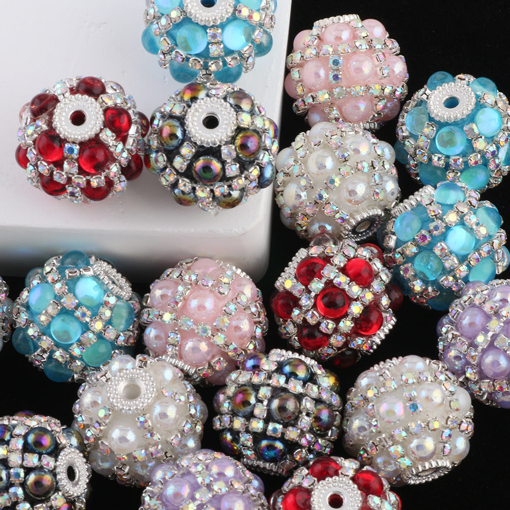Embellished Bubblegum Beads 20mm Zirconia Paved Colorful Polymer Clay 2pcs 3