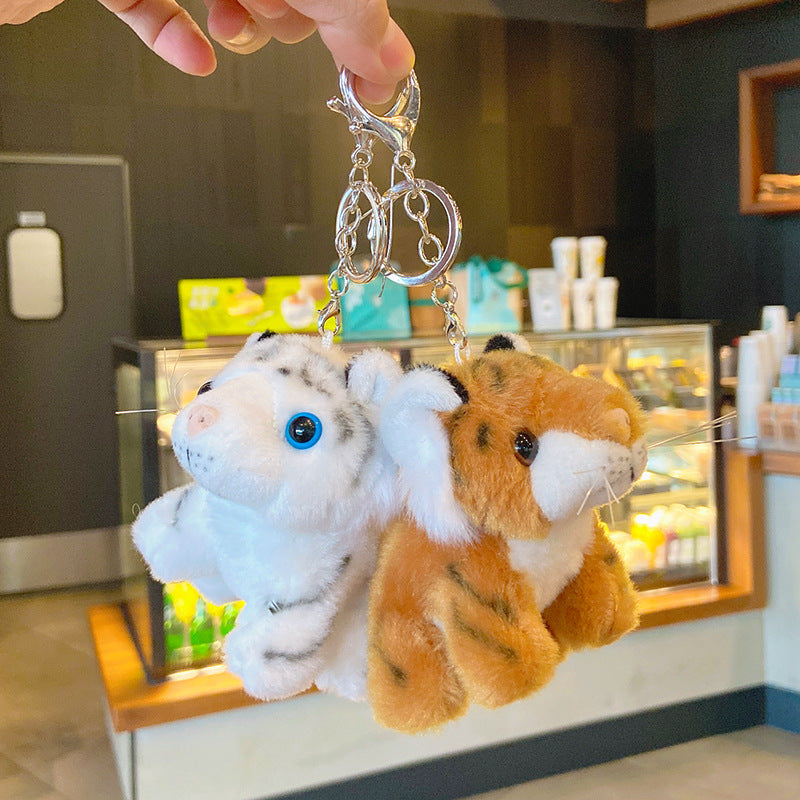 Plush Tiger Keychain Soft Fur Animal Charm Cute Whimsical 3