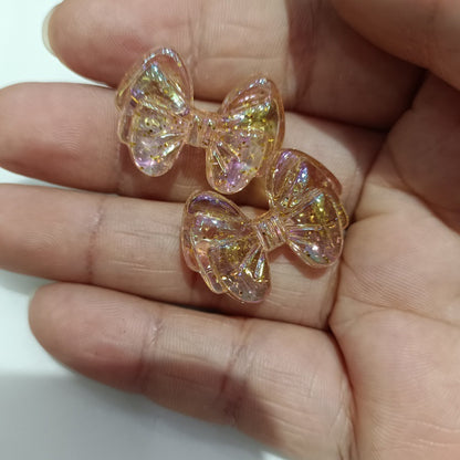 Glow Bow Acrylic Beads 19x27mm Glitter Filled Glow in the Dark 100pcs 8