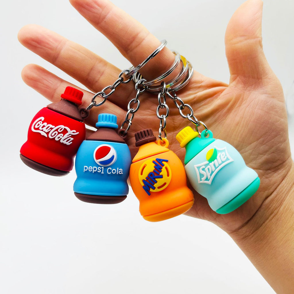 PVC Drip Drink Bottle Keychain Colorful Soft Material Charm 4