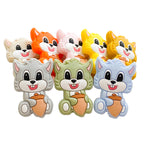 Silicone Focal Beads Squirrel Holding Acorn Pastel Colors 20pcs 2