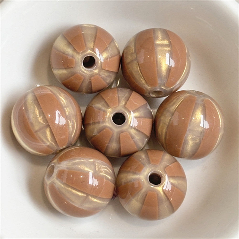 Shimmer Striped Acrylic Beads 16mm Colorful Glossy 100pcs 3