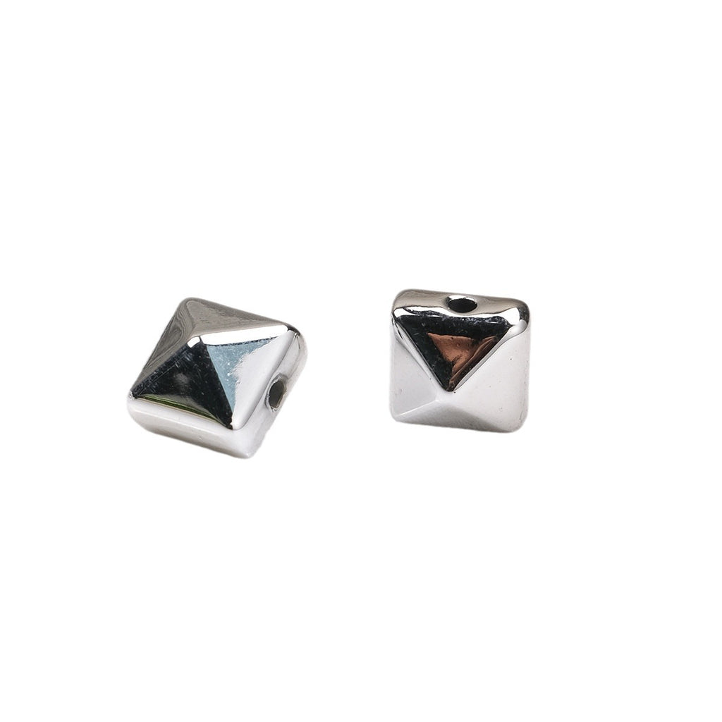 Irregular Square Acrylic Beads 10mm Imitation Metal 50pcs 4