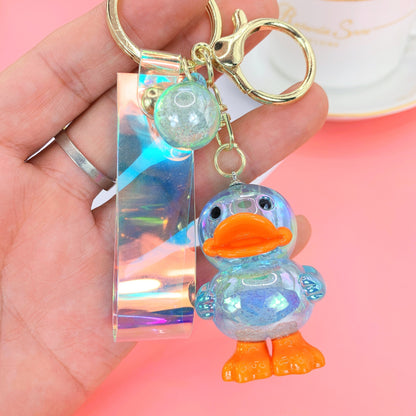 Acrylic Duck Keychain Colorful Translucent Orange Accents 8