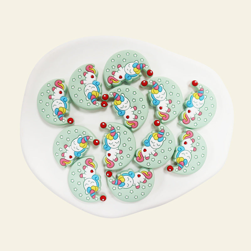 Silicone Focal Beads Lunar Unicorn Holding Moon 20pcs 6