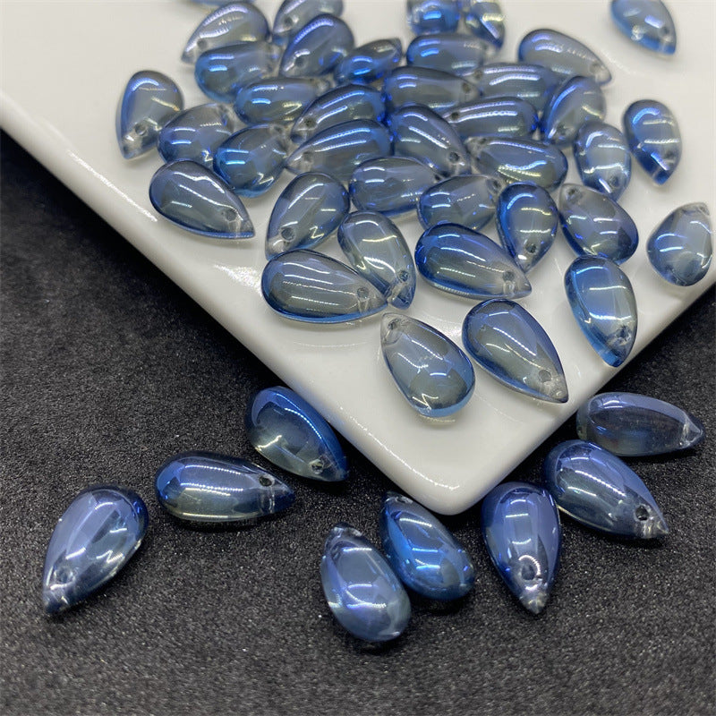 Czech Glass Beads Teardrop 8mm 14mm Glossy Purple Pink Iridescent 100pcs 22