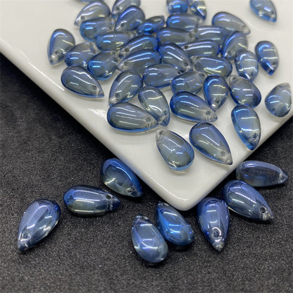 Czech Glass Beads Teardrop 8mm 14mm Glossy Purple Pink Iridescent 100pcs 22