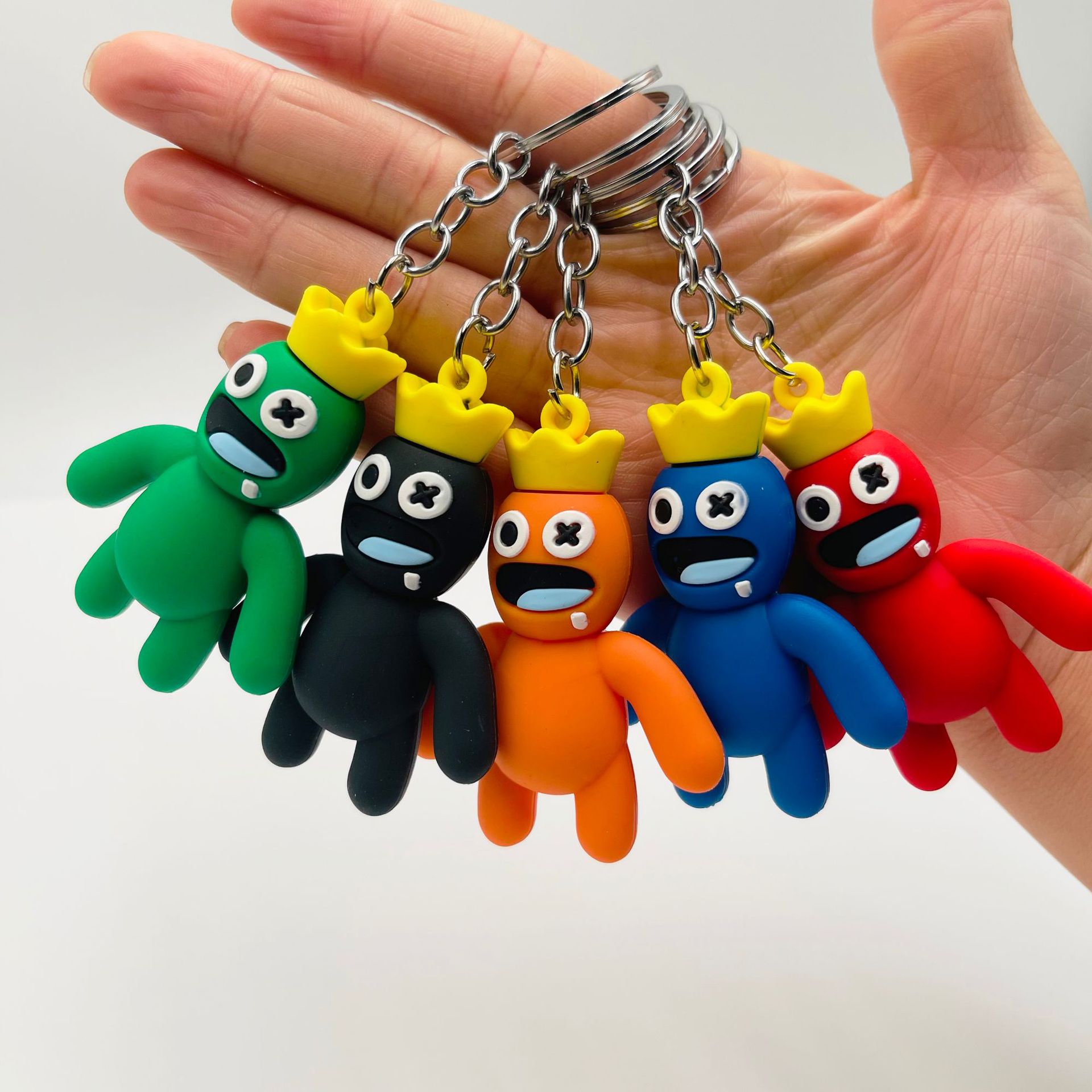 PVC Rainbow Friend Keychain Soft Rubber Cartoon Character Charm