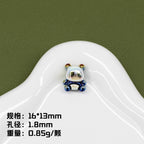 3D Panda Resin Beads 16-18mm Pearly White Metallic Blue Vertical Hole 20pcs 6
