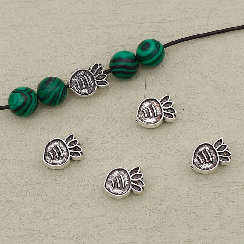 Carrot Metal Beads 11mm Vintage Silver Tone Alloy 40pcs 2