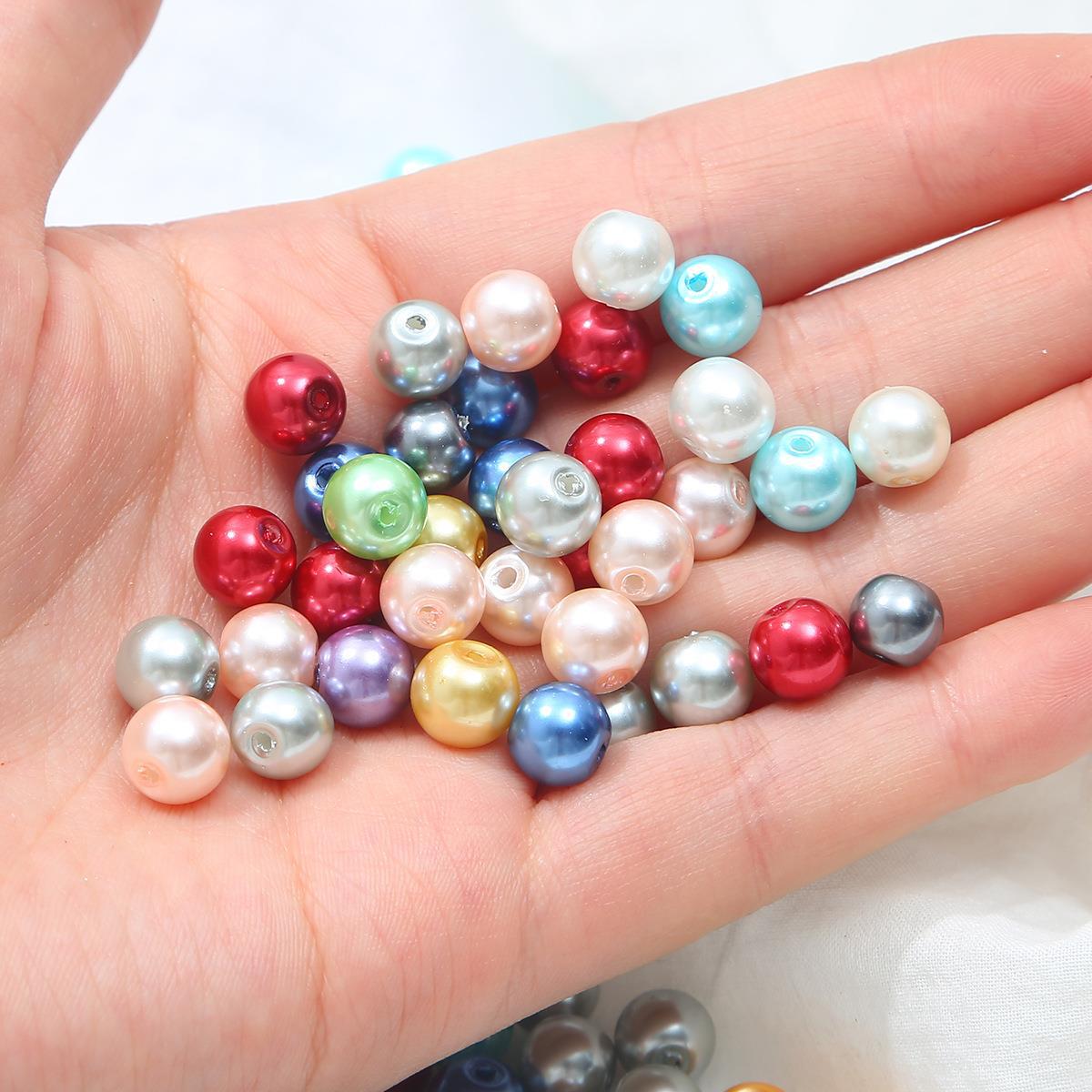 Pearl Round Glass Beads 10mm Luminous Mixed Colors 40pcs 5