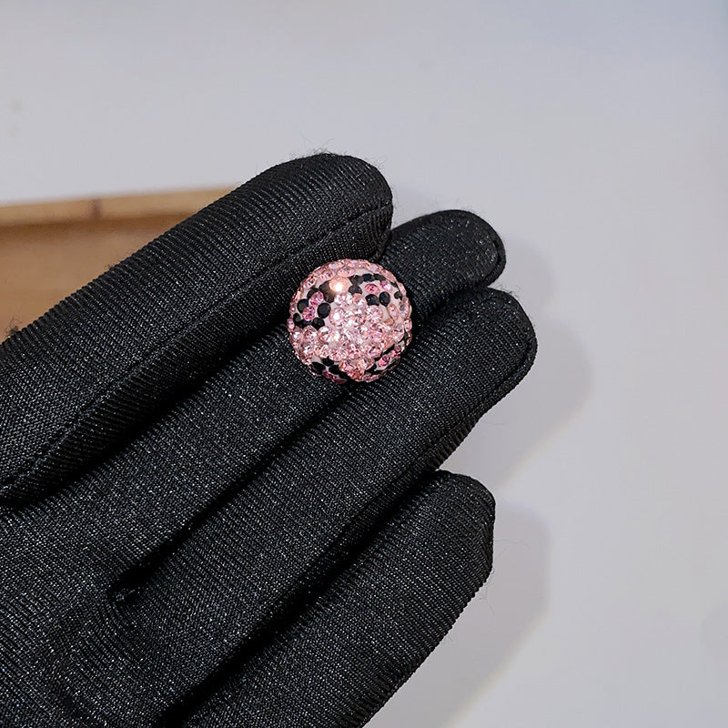 Leopard Print Rhinestone Polymer Clay Beads 14mm Square 15mm Round 10pcs 23